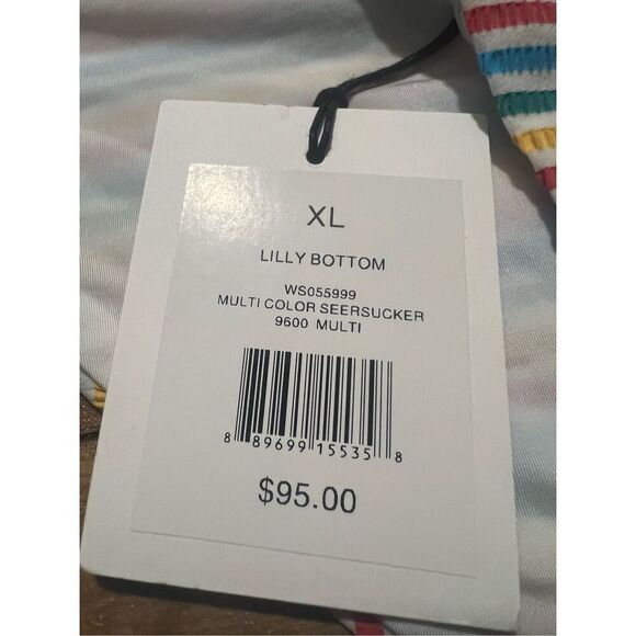 Onia Multicolored Seersucker Lilly Swimsuit Bottoms Woman’s Size XL MSRP-$95 NEW - Picture 4 of 9